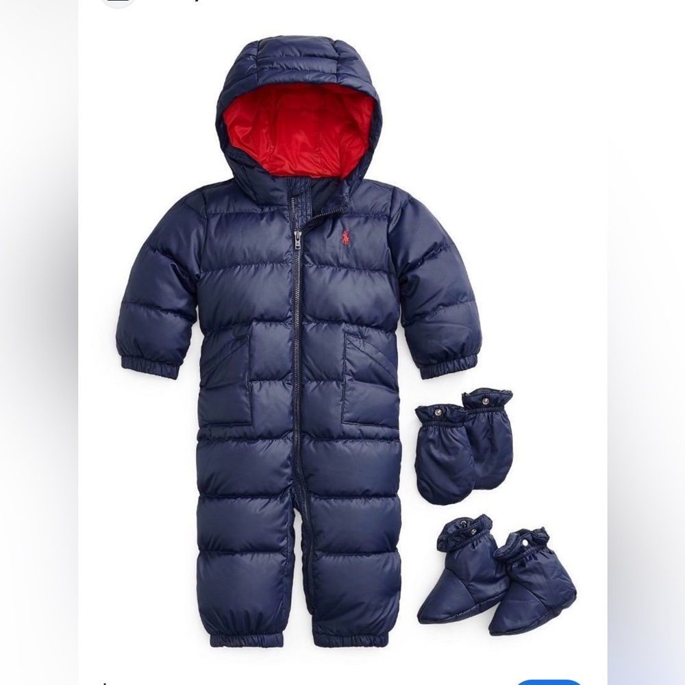 Ralph Lauren Dark Blue Snowsuit with Bright Red Interior